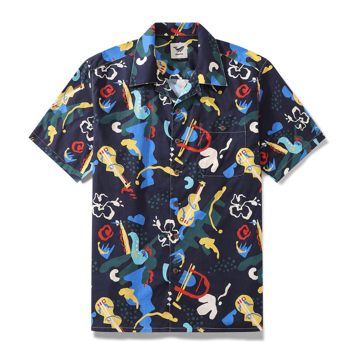 1960s Vintage Hawaiian Shirt For Men Jazz Club Shirt Camp Collar 100% Cotton