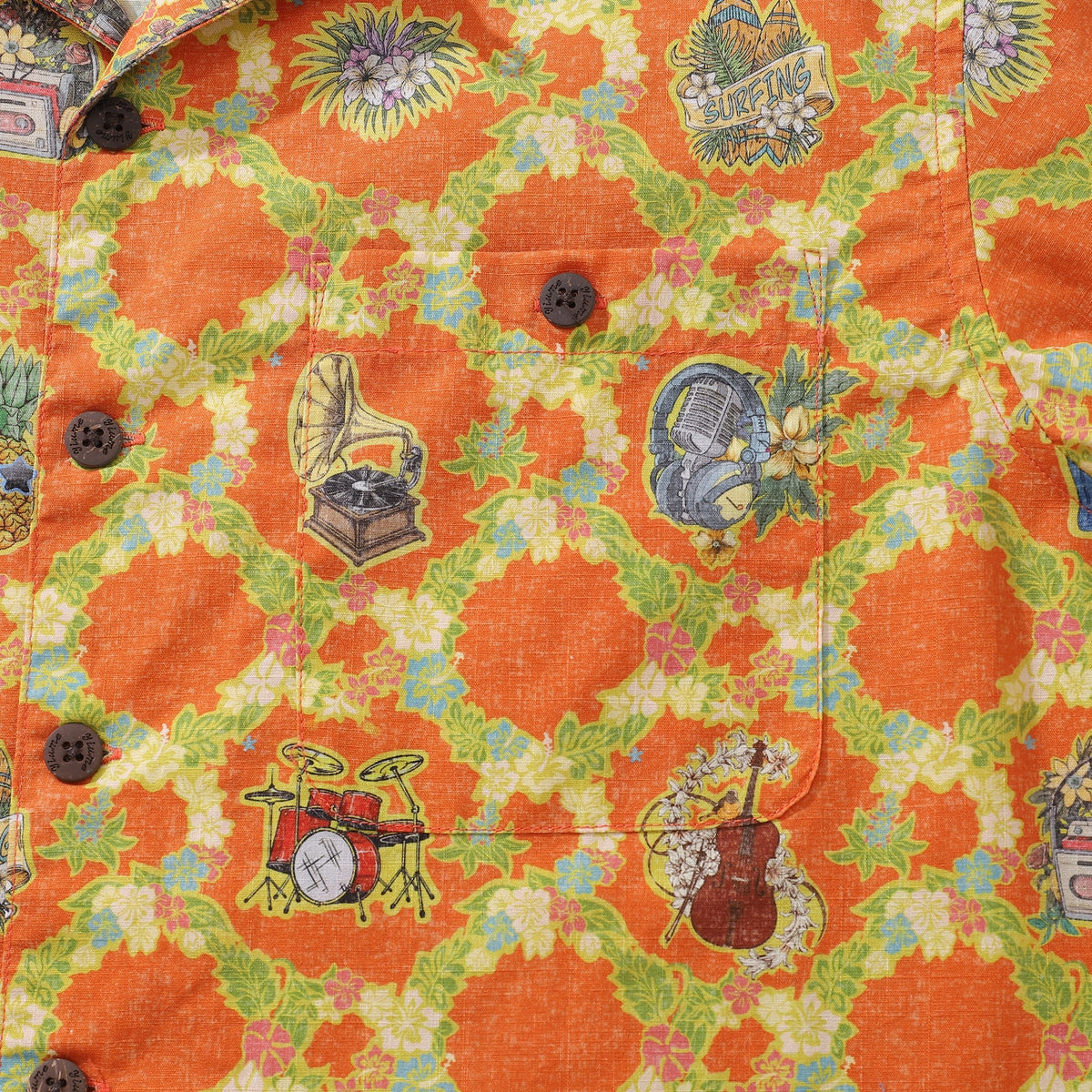 Hawaiian Shirt For Men The Season of Music Shirt Camp Collar 100% Cotton