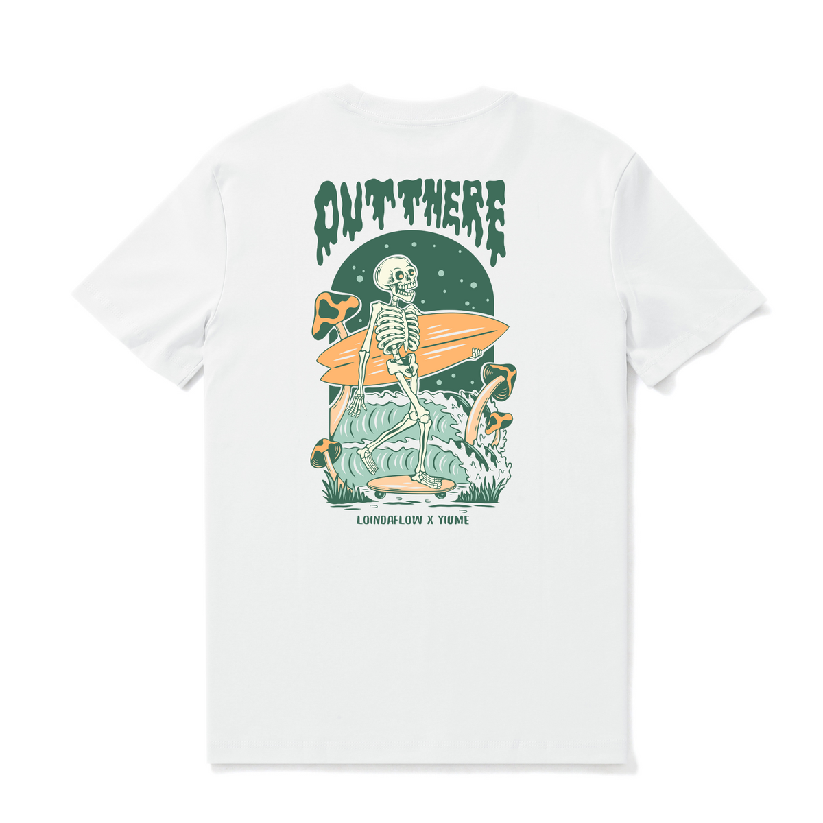 Hawaiian Tee For Men Out There☠️ 🌊BY LOINDAFLOW Tee Crew Neck 100% Cotton - WHITE