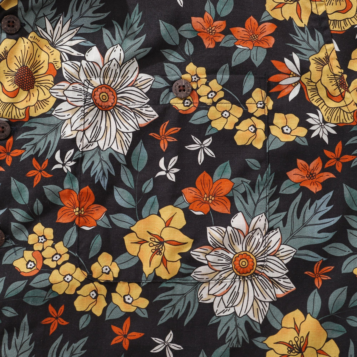 Hawaiian Shirt For Men Autumn Garden Print Shirt Camp Collar 100% Cotton