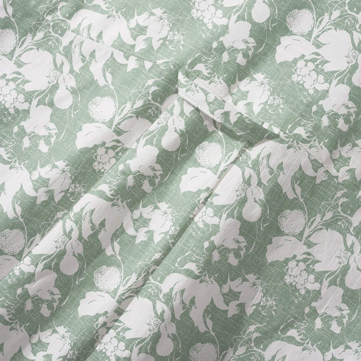LeosWare® Flower Men's Hawaiian Shirt Short Sleeve Button-up 100% Cotton Green Aloha Verdant Memoirs