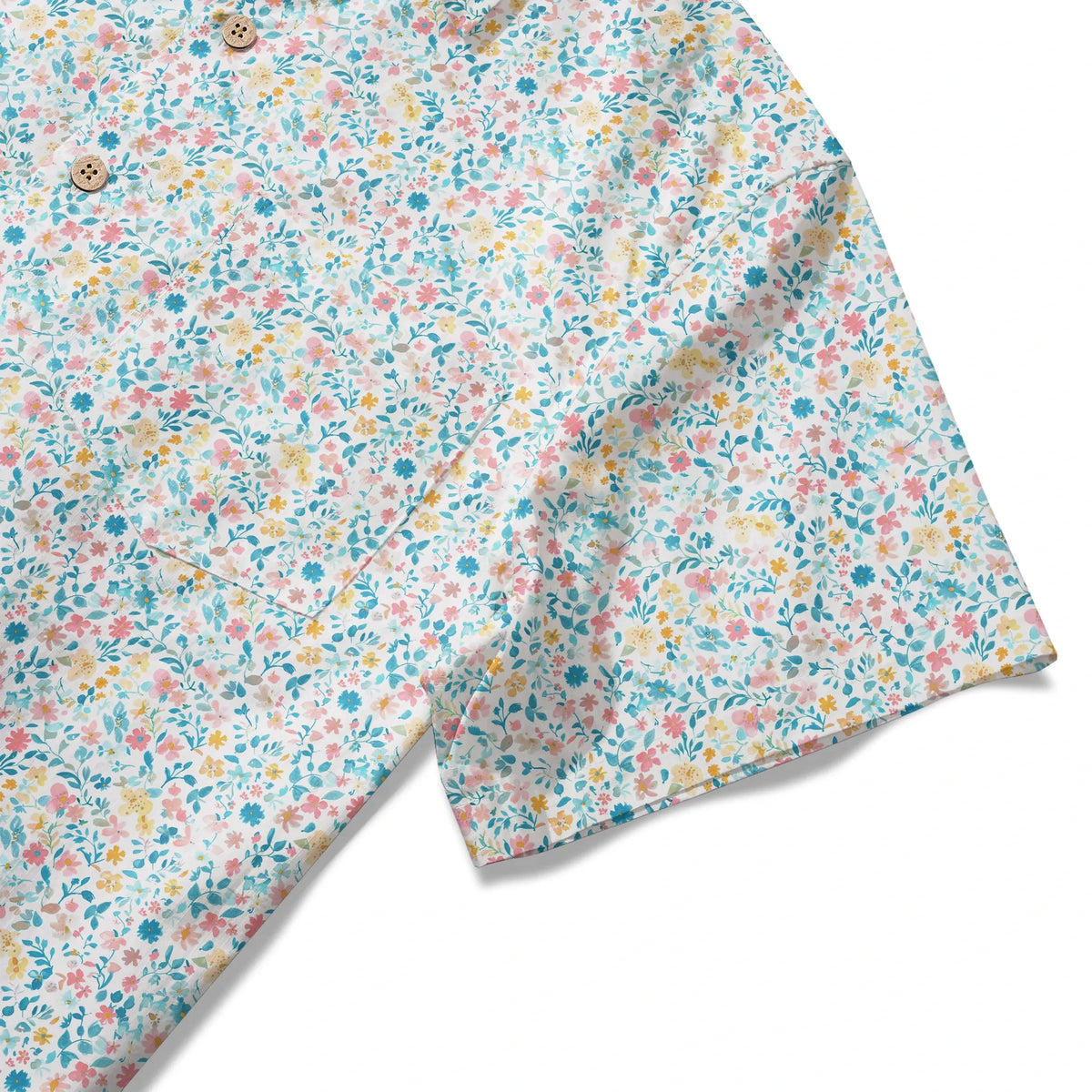 LeosWare® Flower Men's Hawaiian Shirt Short Sleeve Button-up 100% Cotton Beige Aloha Spring Whispers