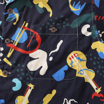 1960s Vintage Hawaiian Shirt For Men Jazz Club Shirt Camp Collar 100% Cotton