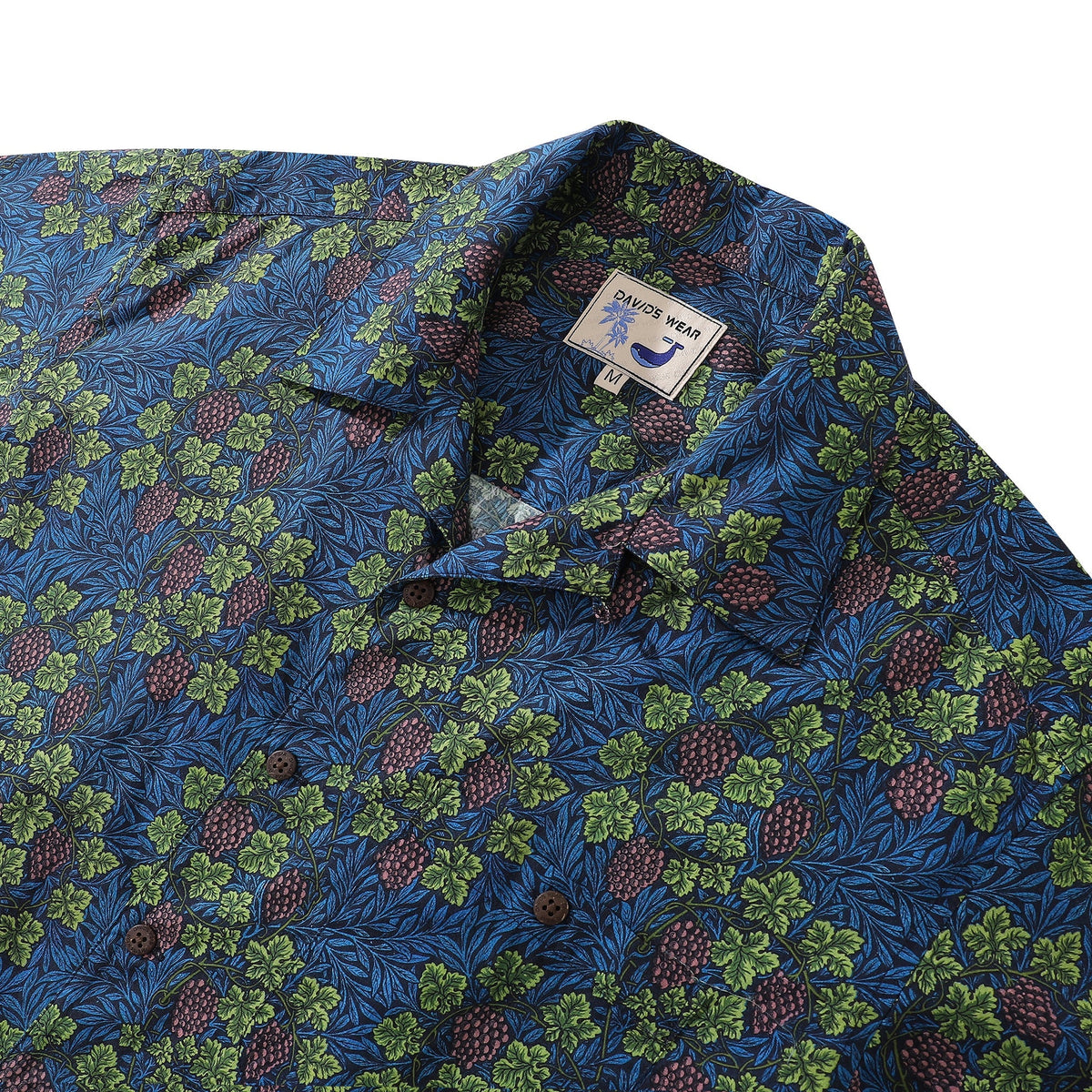Hawaiian Shirt For Men Grapevine Shirt Camp Collar 100% Cotton