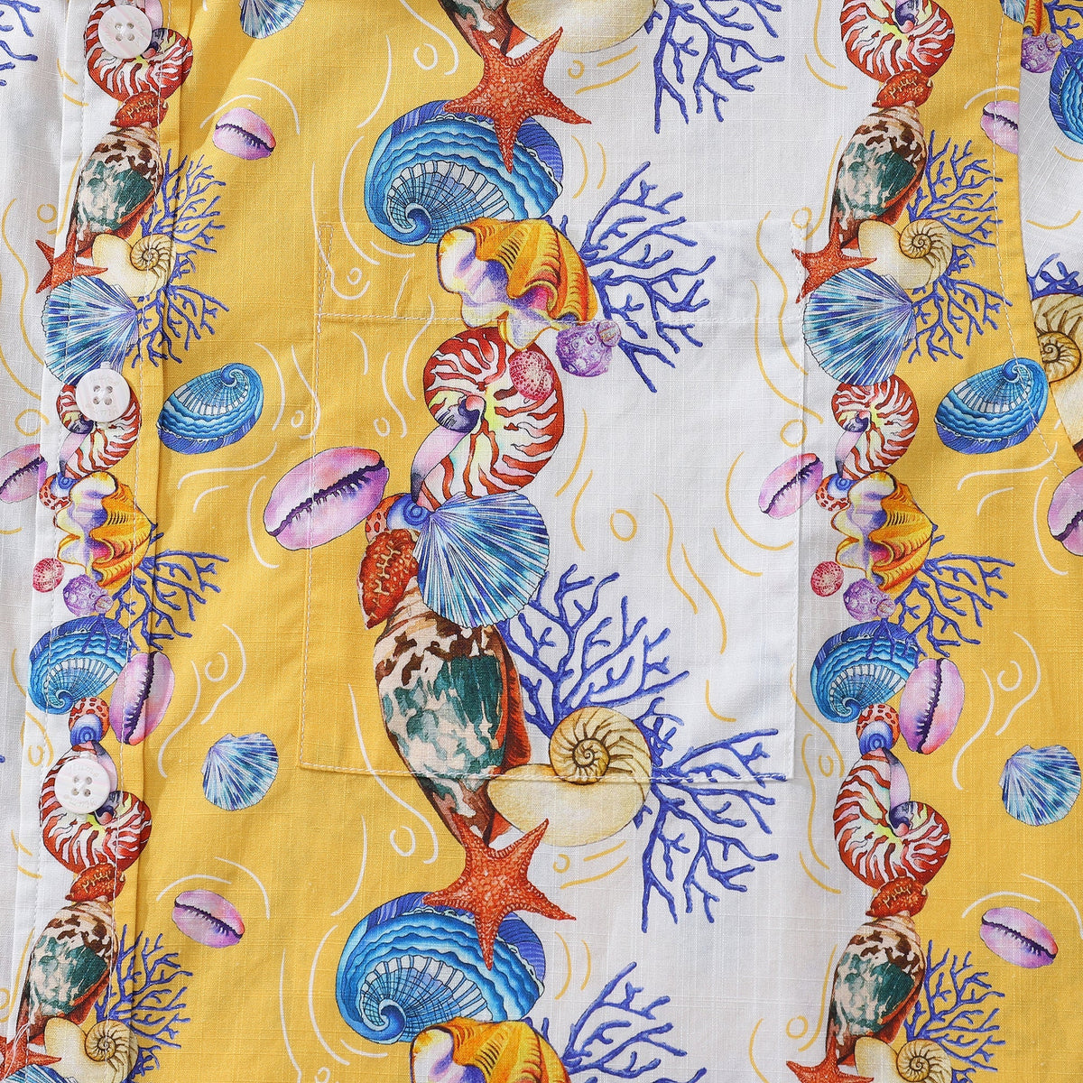 Men's Hawaiian Shirt Shell-Stripes Short Sleeve Aloha