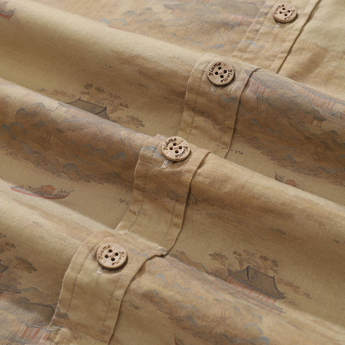 1920s Vintage Men's Hawaiian Shirt Serenity along the Riverbank Cotton Button-down Short Sleeve Aloha Shirt