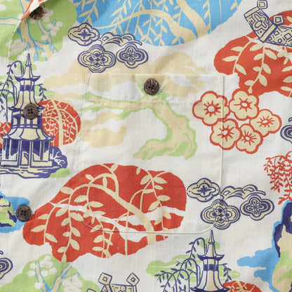 Hawaiian Shirt For Men 1950s Vintage Amusement Park Shirt Camp Collar 100% Cotton