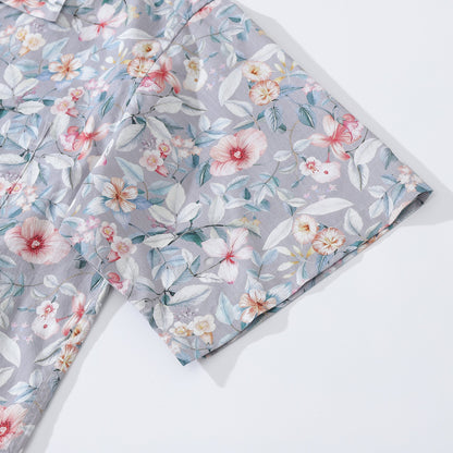 Hawaiian Shirt For Men Sea of Flowers Shirt Camp Collar 100% Cotton