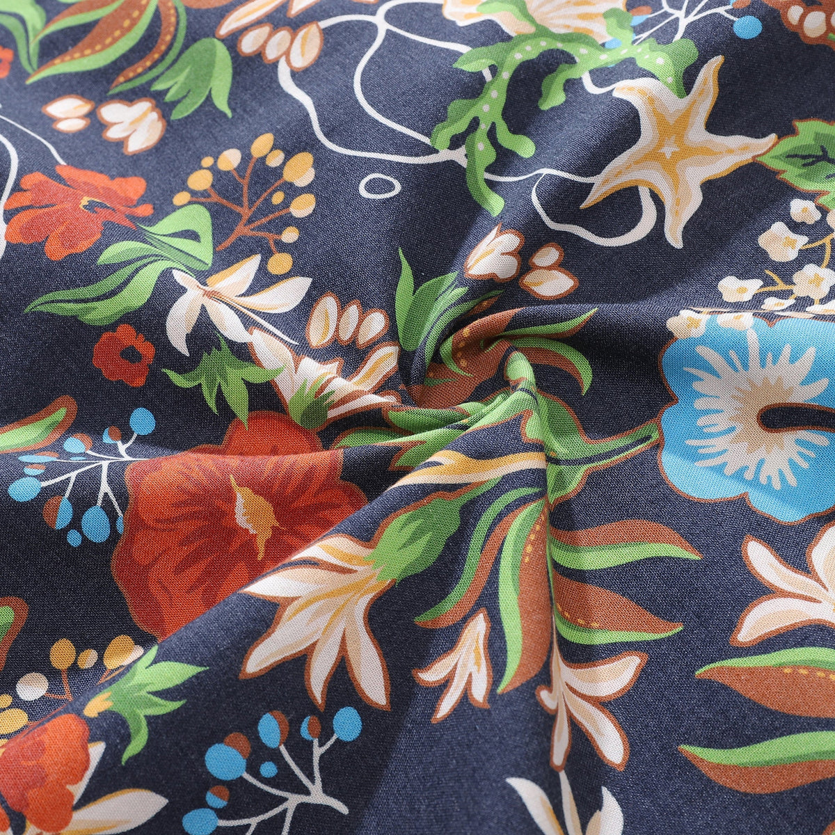 Men's Hawaiian Shirt Treasure Garden Print 1940s Vintage Short Sleeve Aloha Shirt