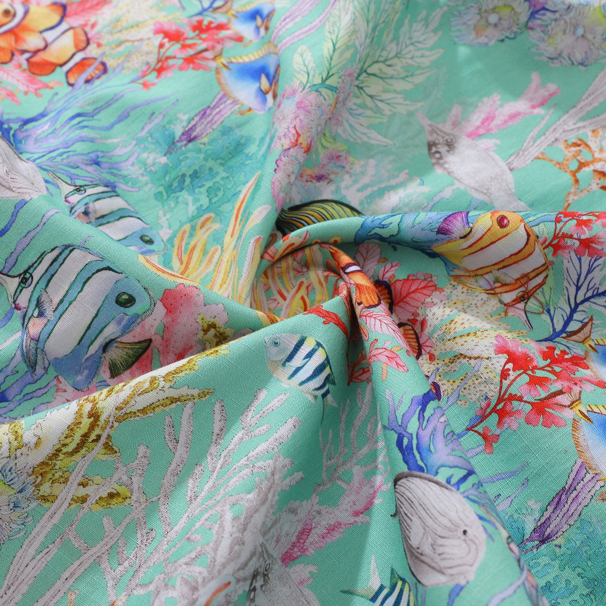 Men's Hawaiian Shirt Blue Sea Amusement Park Cotton Button-down Short Sleeve Aloha Shirt