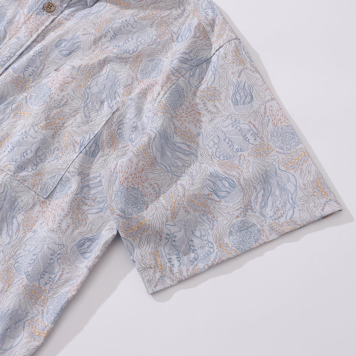 Men's Hawaiian Shirt Jellyfish Seascape By Andrea Leonelli Cotton Button-down Short Sleeve Aloha Shirt