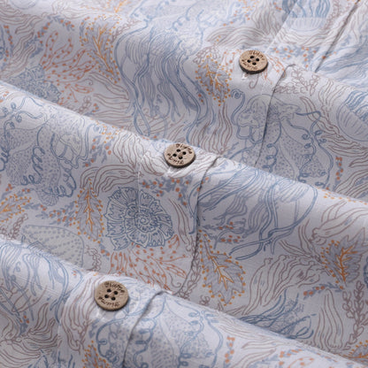 Men's Hawaiian Shirt Jellyfish Seascape By Andrea Leonelli Cotton Button-down Short Sleeve Aloha Shirt