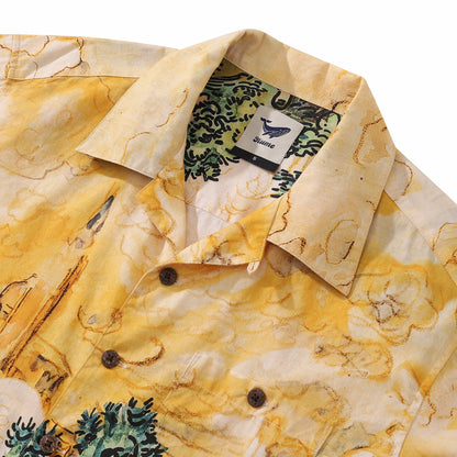 Hawaiian Shirt For Men 1950s Vintage Nature's Canvas Shirt Camp Collar 100% Cotton