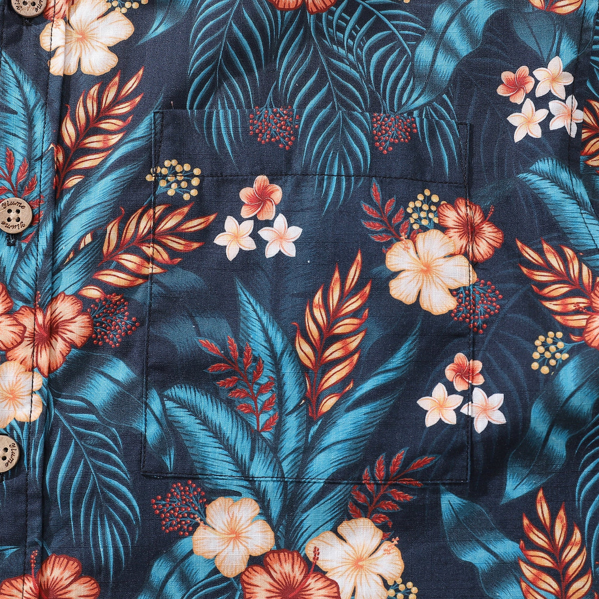 Men's Hawaiian Shirt Tropical Night Print By ME.Coco.design Cotton Button-down Short Sleeve Aloha Shirt