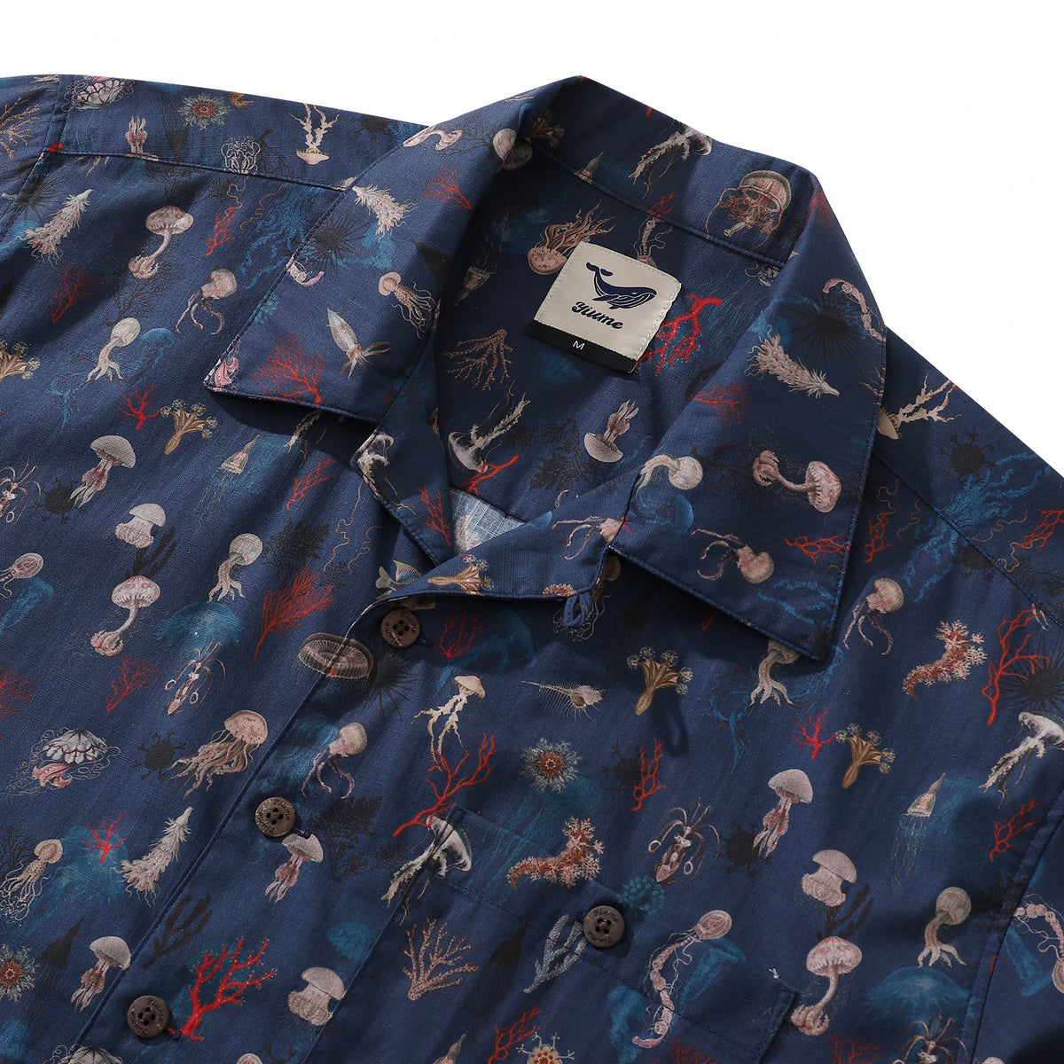 Hawaiian Shirt For Men Oceans and Coral Shirt Camp Collar 100% Cotton