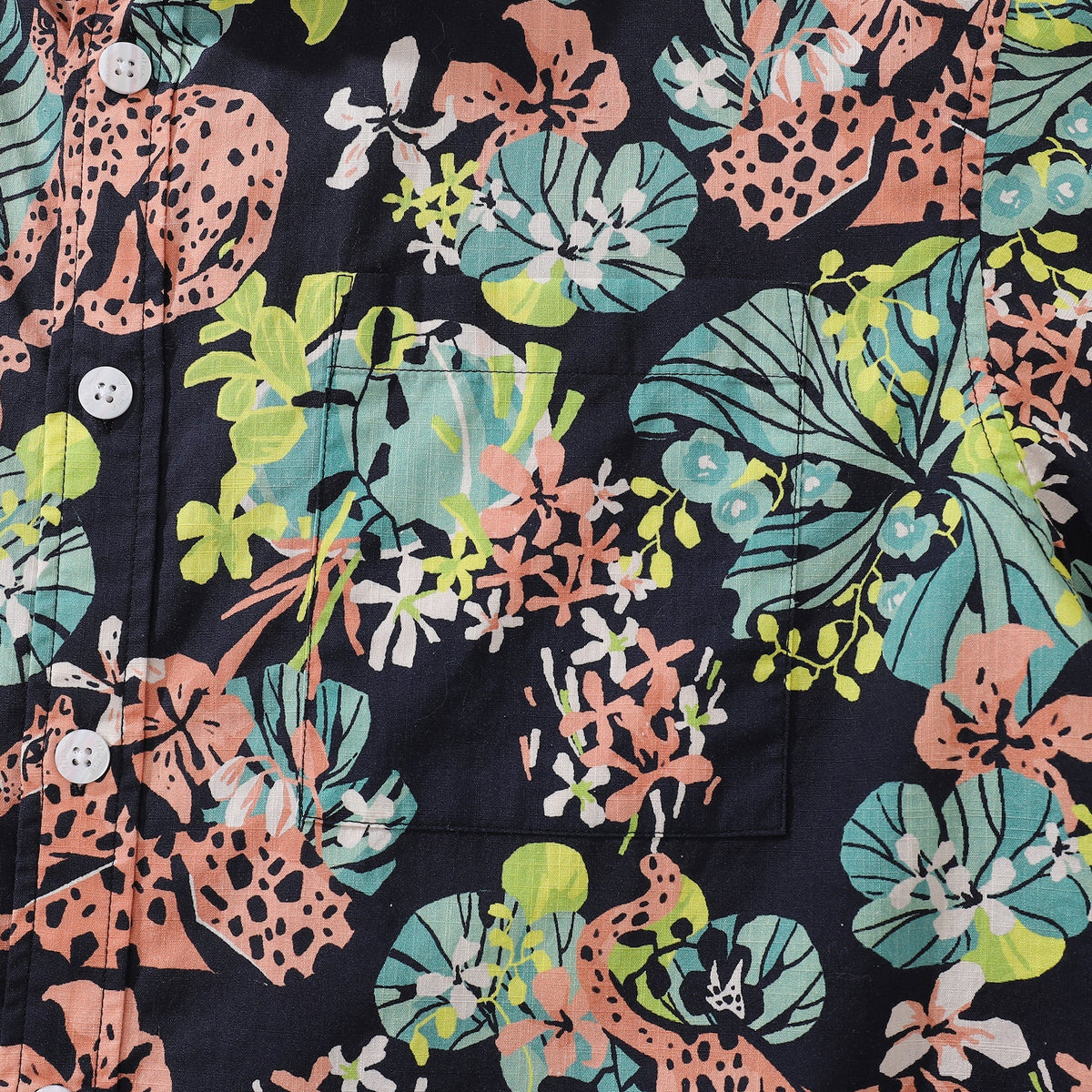 Men's Hawaiian Shirt Tropical Rainforest Print Cotton Button-down Short Sleeve Aloha Shirt