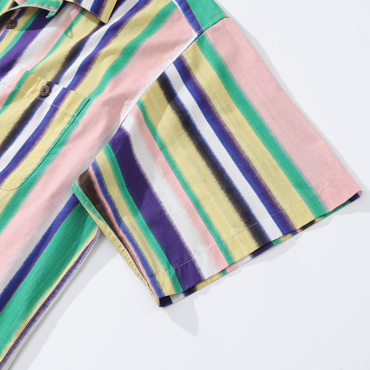 Hawaiian Shirt For Men Rainbow Stripe Shirt Camp Collar 100% Cotton