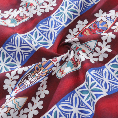 Hawaiian Shirt For Men Surfboard and Lei Shirt Camp Collar 100% Cotton