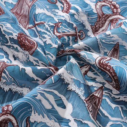 Hawaiian Shirt For Men Monsters of the Deep Shirt Camp Collar 100% Cotton