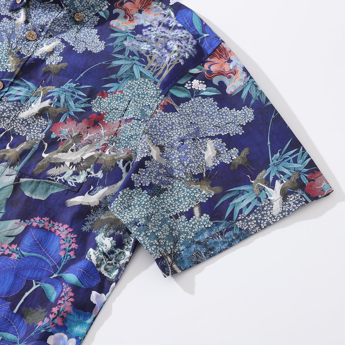 Men's Hawaiian Shirt 1950s Vintage Print Cotton Button-down Short Sleeve Aloha Shirt