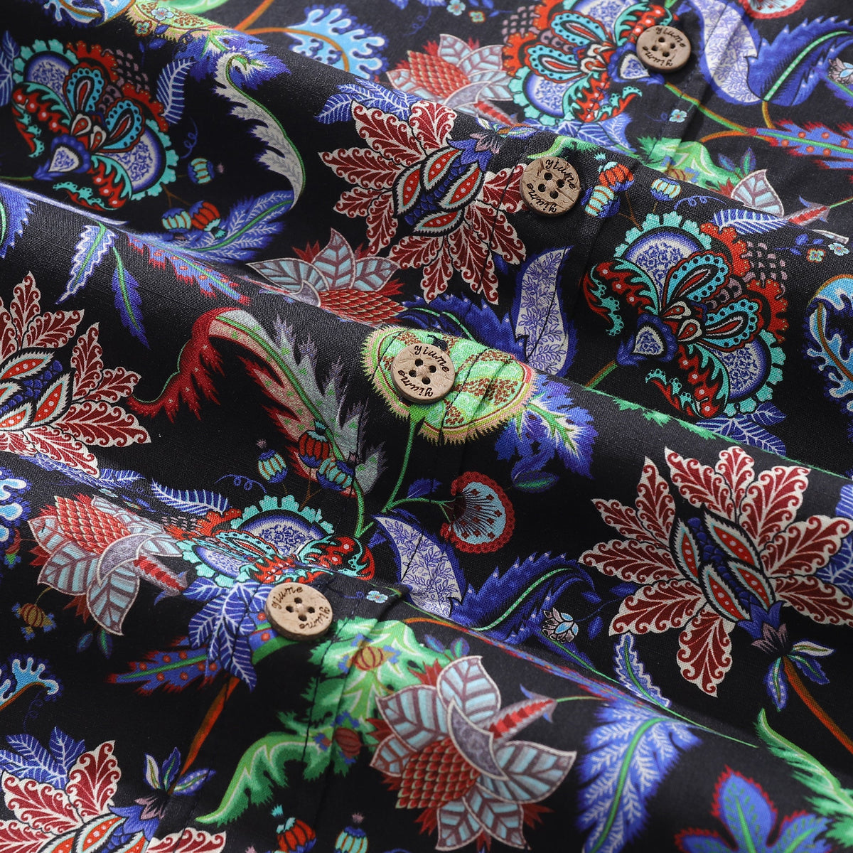 Men's Hawaiian Shirt Vibrant Vines Print Cotton Button-down Short Sleeve Aloha Shirt