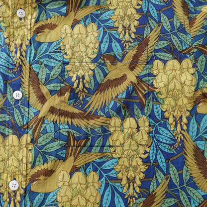 Hawaiian Shirts For Men Maurice Pillard Verneuil Birds and Wisteria Designer Shirt Short Sleeve