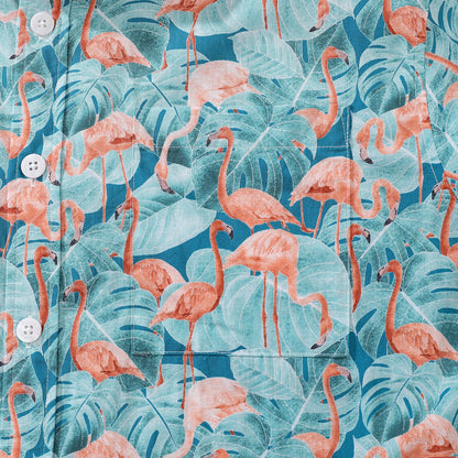 Men's Hawaiian Shirt Flamingos By Stacy Hsu Print Cotton Button-down Short Sleeve Aloha Shirt