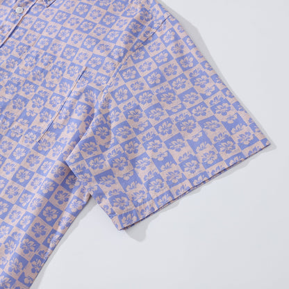 Hawaiian Shirts For Men Retro Hibiscus Print 100% Cotton Short Sleeve