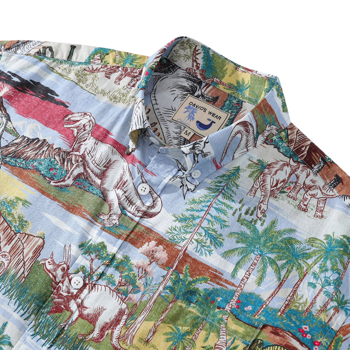 Hawaiian Shirts For Men Vintage Cretaceous Dinosaur Print Shirt