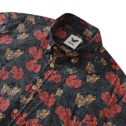 Valentine's Day Men's Hawaiian Shirt Serenity in Bloom Print By Mahhima Bansal Cotton Button-down Short Sleeve Aloha Shirt