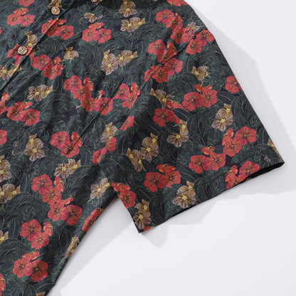 Valentine's Day Men's Hawaiian Shirt Serenity in Bloom Print By Mahhima Bansal Cotton Button-down Short Sleeve Aloha Shirt