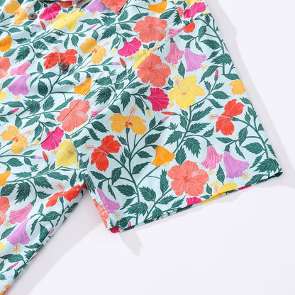 Hawaiian Shirt For Men Rainbow Petals 1940s Vintahe Shirt Camp Collar