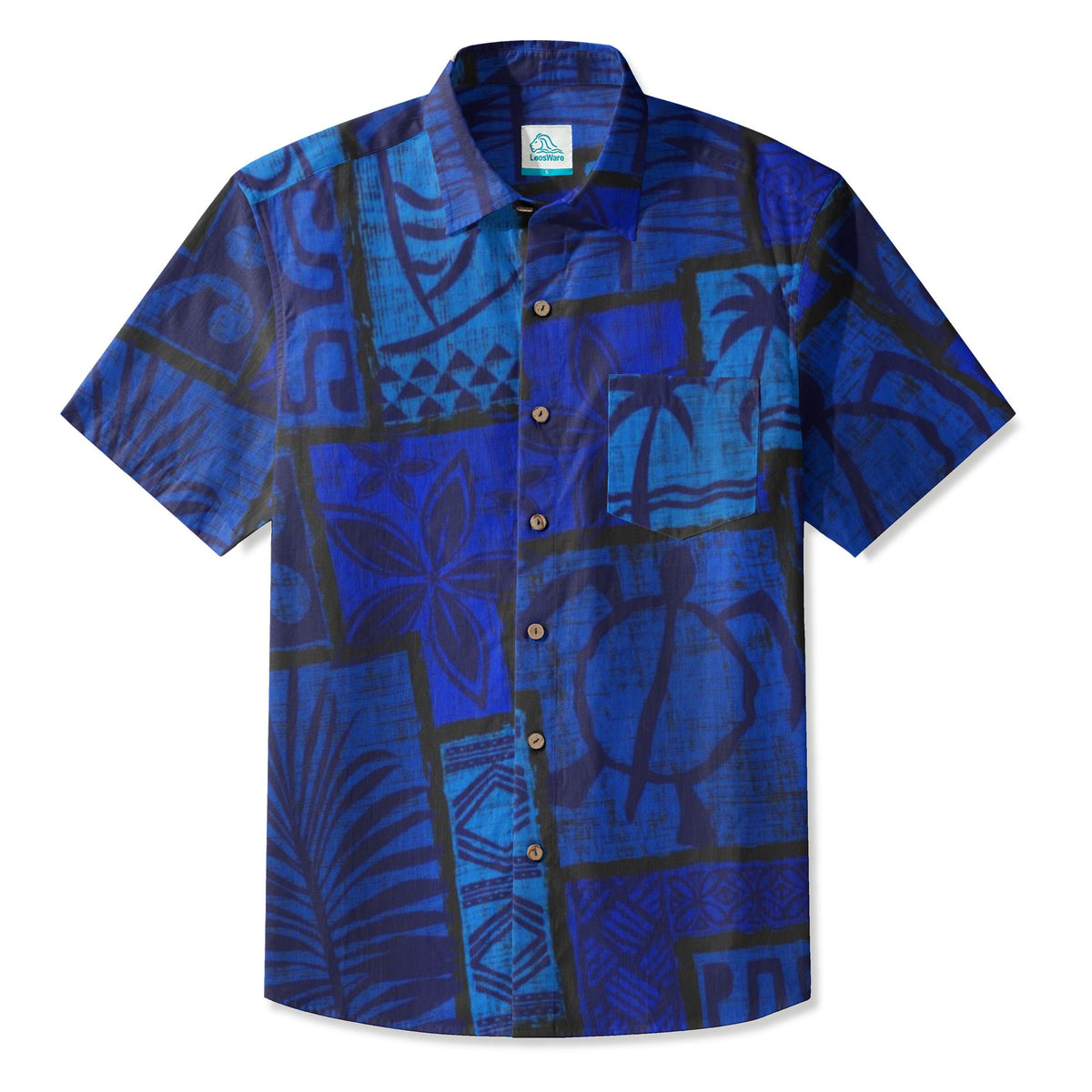 LeosWare® Men's Hawaiian Shirt Short Sleeve Button-up Breathable & Quick-Dry Aloha Tiki Mood(Burnt Orange)