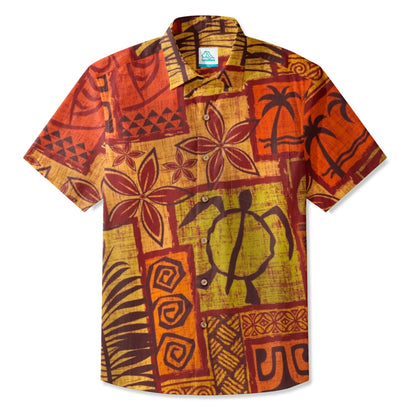 LeosWare® Men's Hawaiian Shirt Short Sleeve Button-up Breathable & Quick-Dry Aloha Tiki Mood(island Blue)