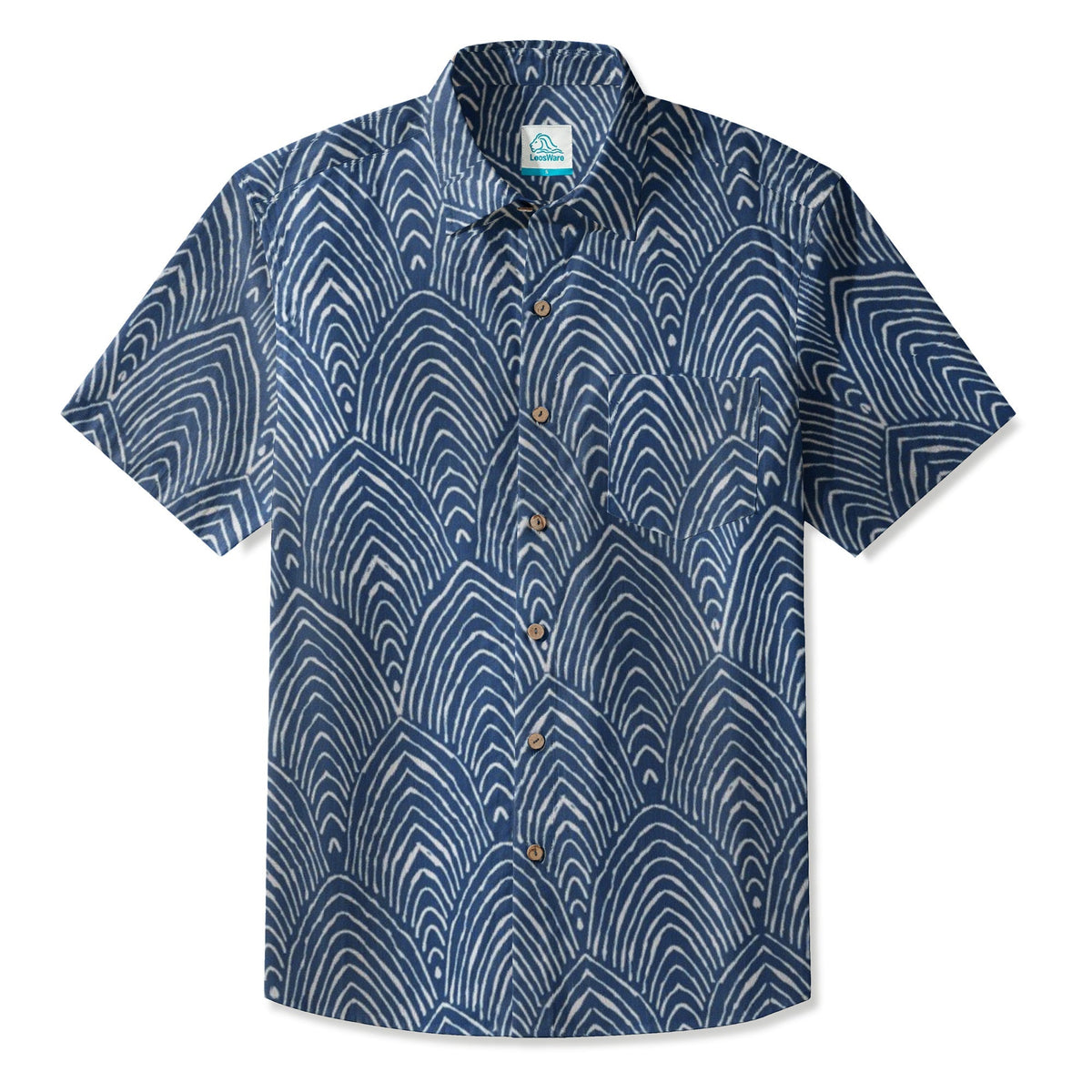 LeosWare® Men's Hawaiian Shirt Short Sleeve Button-up 95% Polyester, 5% Spandex Aloha Sea Scales