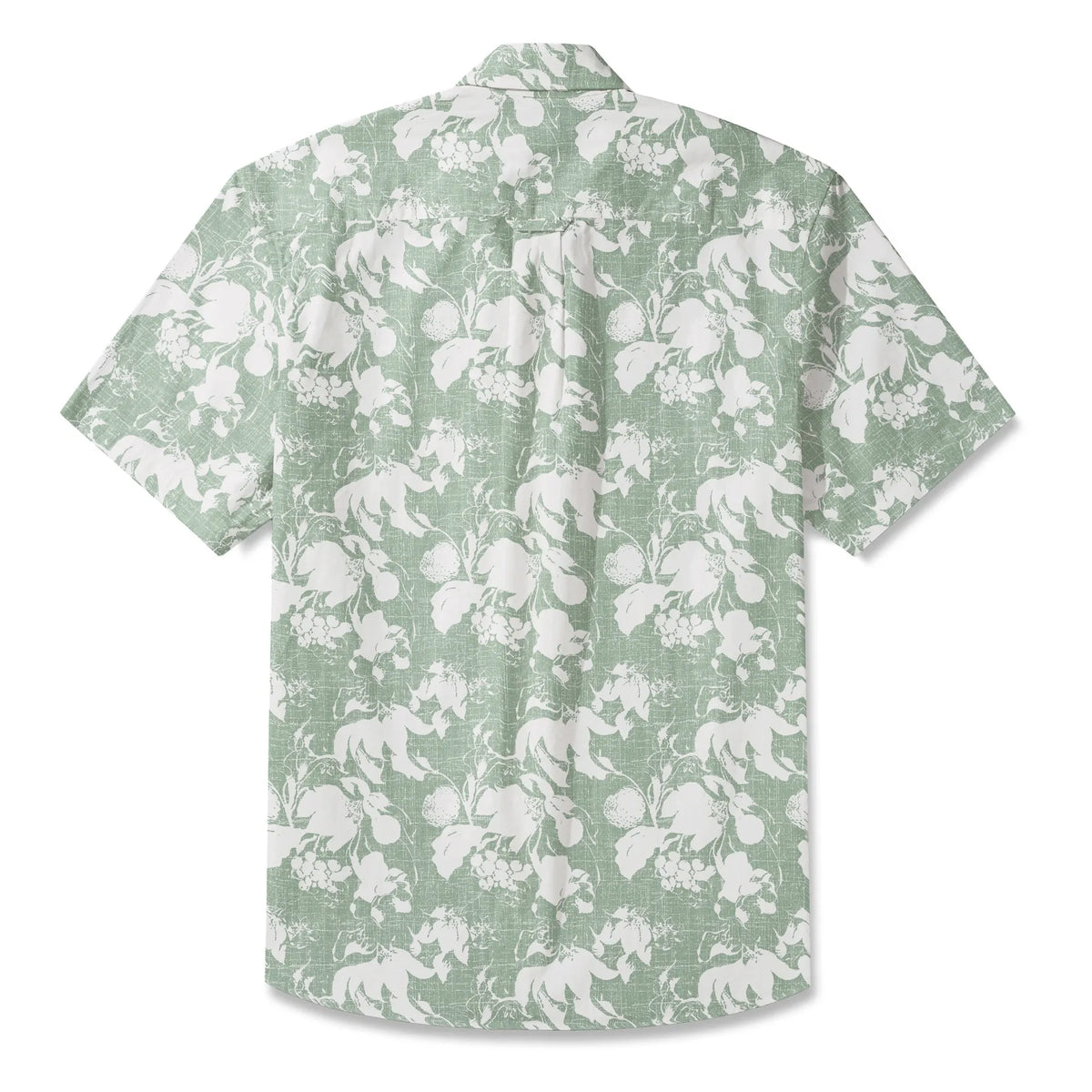 LeosWare® Flower Men's Hawaiian Shirt Short Sleeve Button-up 100% Cotton Green Aloha Verdant Memoirs